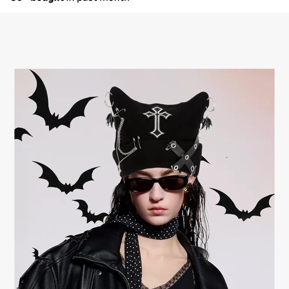 Black Gothic Cross Beanie main image 4